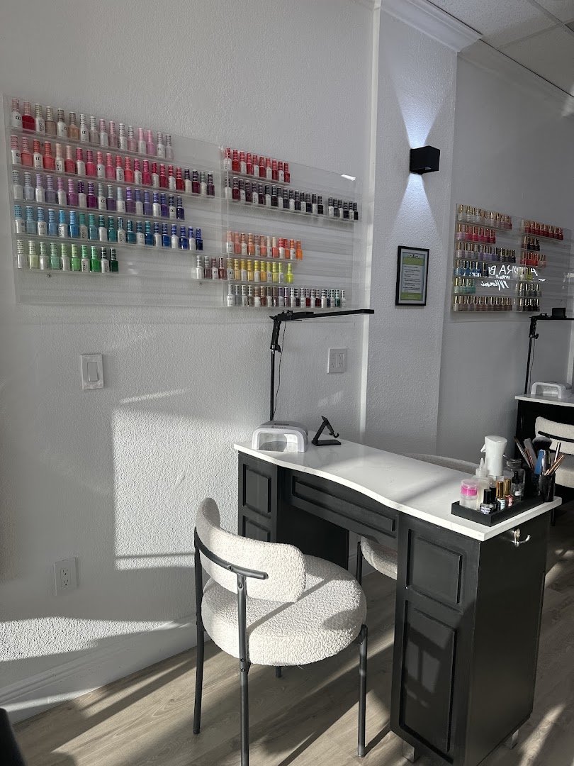 Beauty salon interior with hair and lash services.